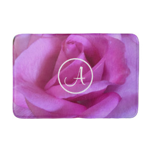 Paarse roze roos foto aangepaste monogram modern v badmat