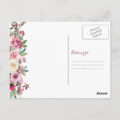 Paarse roze roos foto bruiloft dank u briefkaart (Achterkant)