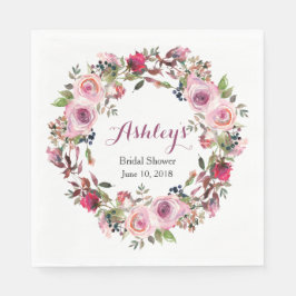 Paarse Roze Roos Krans Vrijgezellenfeest Servet