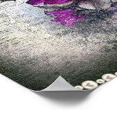Paarse Roze Roos Victoriaanse Efemeer Grunge Poster (Hoek)