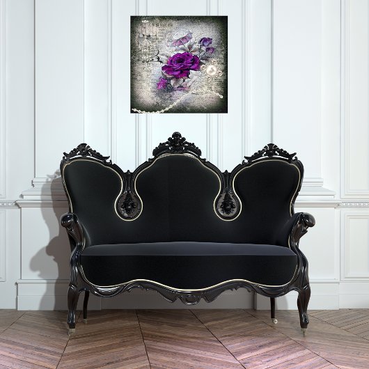Paarse Roze Roos Victoriaanse Efemeer Grunge Poster