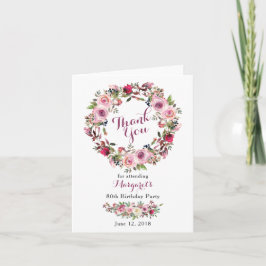 Paarse roze Rose 80th Birthday Dank je Bedankkaart