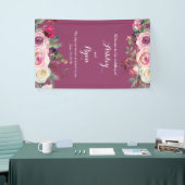 Paarse Roze Rose Bloemen Bruiloft Welkom Spandoek (Beurs)