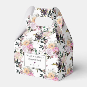 Paarse Roze Rose Bloemen Verlovingsfeest Bedankdoosjes