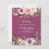 Paarse Roze Rose Bloemen Verlovingsfeest Kaart (Achterkant)