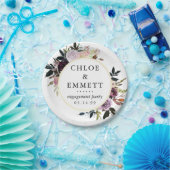 Paarse Roze Rose Bloemen Verlovingsfeest Papieren Bordje (Feest)