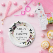 Paarse Roze Rose Bloemen Verlovingsfeest Papieren Bordje (Feest)