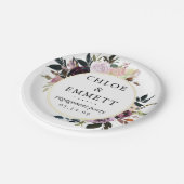 Paarse Roze Rose Bloemen Verlovingsfeest Papieren Bordje (Gekanteld)