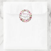 Paarse Roze Rose Bloemen Vrijgezellenfeest Dank u Ronde Sticker (Tas)