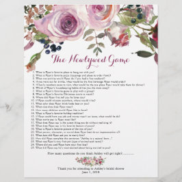 Paarse roze Rose Floral Vrijgezellenfeest Games Flyer