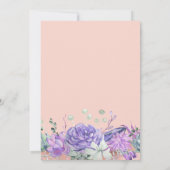  Paarse Roze Rose Goud Bloemen Quinceañera Kaart (Achterkant)