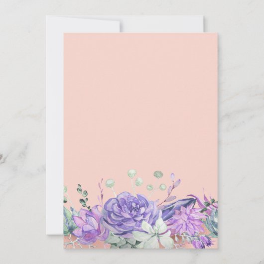  Paarse Roze Rose Goud Bloemen Quinceañera Kaart (Achterkant)