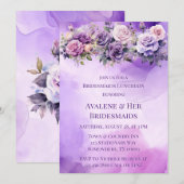 Paarse Roze Roze Alcohol Tuin Bruidsmeisjes Lunch Kaart (Voorkant / Achterkant)