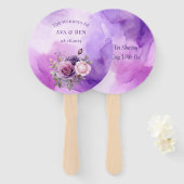 Paarse Roze Roze Alcohol Tuin bruiloft Handwaaier (Voorkant en achterkant)