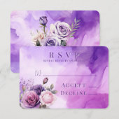 Paarse Roze Roze Alcohol Tuin bruiloft RSVP Kaartje (Voorkant / Achterkant)