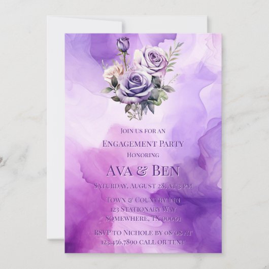 Paarse Roze Roze Alcohol Tuin Verlovingsfeest Kaart (Voorkant)