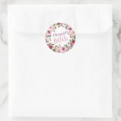 Paarse Roze Roze Bloemen 80ste Verjaardag Ronde Sticker (Tas)