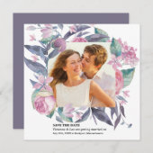 Paarse roze roze foto Foto sparen de Kaart Datum (Voorkant / Achterkant)