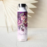 Paarse roze rozen elegant gepersonaliseerd waterfles<br><div class="desc">Bruidsmeisje geschenken Paarse roze  rozen elegant gepersonaliseerde naam waterfles,  Paarse lavendel kleur thema</div>