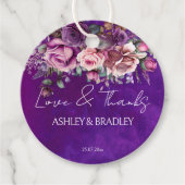 Paarse roze  rozen elegante bruiloft dank u bedankjes labels (Voorkant)