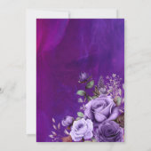 Paarse roze rozen elegante bruiloft kaart (Achterkant)