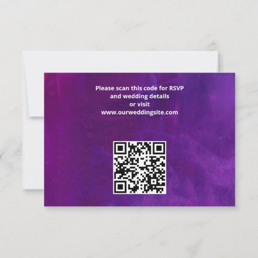 Paarse roze  rozen elegante bruiloft RSVP kaartje (Achterkant)