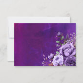 Paarse roze  rozen elegante bruiloft RSVP kaartje (Achterkant)