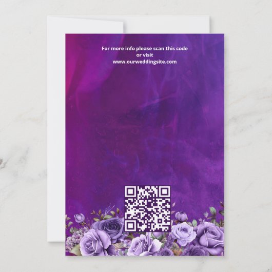 Paarse roze  rozen elegante bruiloft save the date (Achterkant)