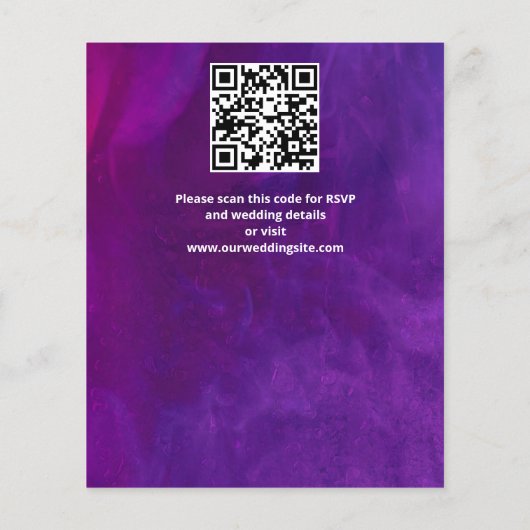 Paarse roze rozen elegante budget bruiloft uitnodi (Achterkant)