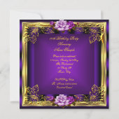 Paarse roze rozen Gold legant Birthday 6 Kaart (Achterkant)