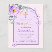 Paarse roze rozenvlinders boog Eerste Communie (Voorkant)