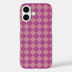 Paarse Roze Ruitpatroon iPhone 16 Hoesje