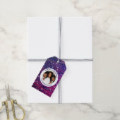 Paarse roze Rustige Wood Snowflake kerstfoto Cadeaulabel (Met Touw)