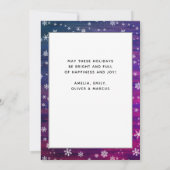 Paarse roze Rustige Wood Snowflake kerstfoto Feestdagenkaart (Achterkant)