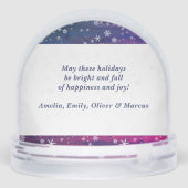 Paarse roze Rustige Wood Snowflake kerstfoto Sneeuwbol (Achterkant)