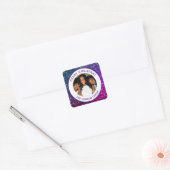 Paarse roze Rustige Wood Snowflake kerstfoto Vierkante Sticker (Envelop)