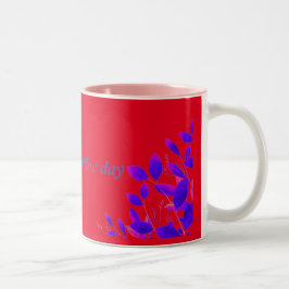 paarse roze sierlijke bloemmotief tweekleurige koffiemok