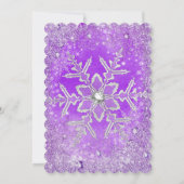 Paarse Roze Silver Winter Wonderland Sweet 16 Kaart (Achterkant)