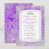 Paarse Roze Silver Winter Wonderland Sweet 16 Kaart (Voorkant / Achterkant)