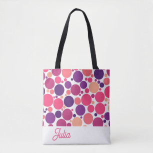Paarse Roze Sinaasappel Chaotische Cirkel Geperson Tote Bag