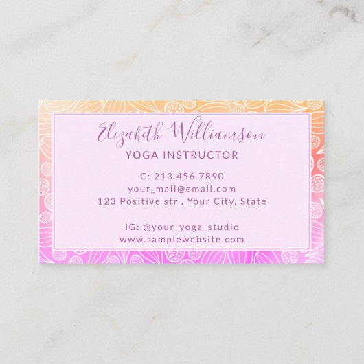 Paarse Roze Sinaasappel Elegant Visitekaartje (Achterkant)