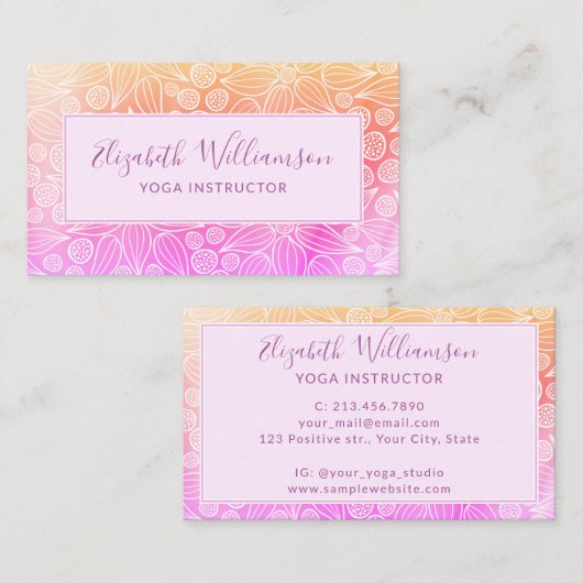 Paarse Roze Sinaasappel Elegant Visitekaartje (Voorkant / Achterkant)