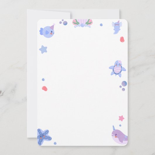 Paarse roze slapende zeemeermin kaart (Achterkant)