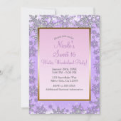 Paarse & Roze Sneeuwvlokken Winter Wonderland Part Kaart (Voorkant)