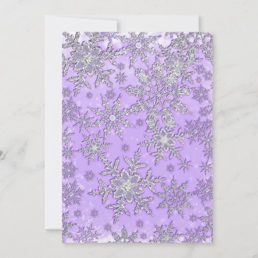 Paarse & Roze Sneeuwvlokken Winter Wonderland Part Kaart (Achterkant)
