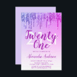 Paarse roze sparkle Glitter 21st Birthday Party Kaart<br><div class="desc">Paarse en roze sparkle en Drijvende glitter ombre Girly Birthday Party 21st (21ste) Birthday Party Invitation. Deze moderne 21-jarige uitnodiging is perfect voor de Glam Glitter Girly Party die op stijl wil vieren. Neem contact op met de ontwerper voor overeenkomende aangepaste objecten.</div>