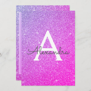 Paarse Roze Sparkle Glitter Doopuitnodiging Kaart