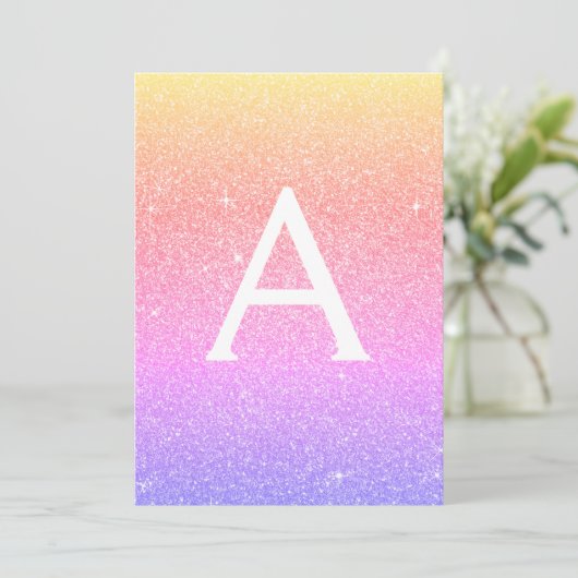 Paarse Roze Sparkle Glitter Doopuitnodiging Kaart (Staand voorkant)