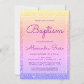 Paarse Roze Sparkle Glitter Doopuitnodiging Kaart (Achterkant)