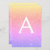 Paarse Roze Sparkle Glitter Doopuitnodiging Kaart (Voorkant / Achterkant)